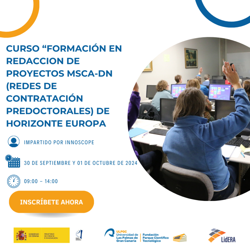 CURSO “FORMACIÓN EN REDACCION DE PROYECTOS MSCA-DN (Redes de contratación predoctorales) DE HORIZONTE EUROPA